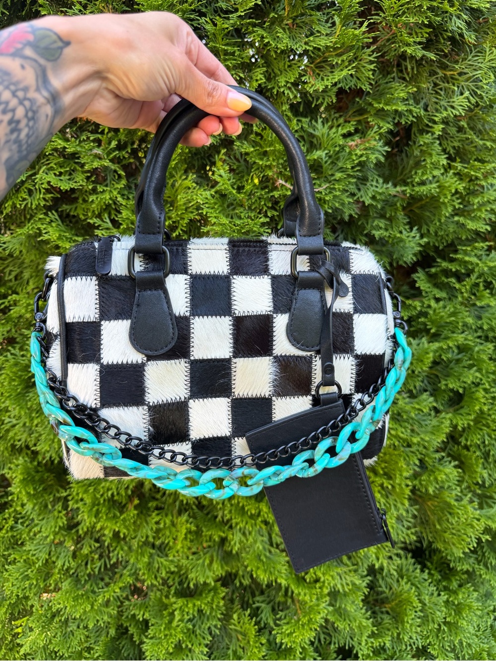 Dani Morgans Exclusive Checkered Cowhide Small Speedy Bag - Picture 14 of 17